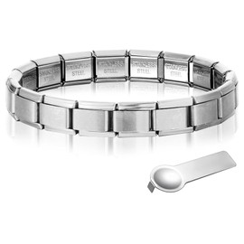 Rienan Italian Charm Bracelet, Italian Charm Bracelet Charms, Italian Charms Set, 9 mm Removable Italian Charm with Opening Tools, Stainless Steel Italian Charm Bracelet for Men, Boys, Girls,