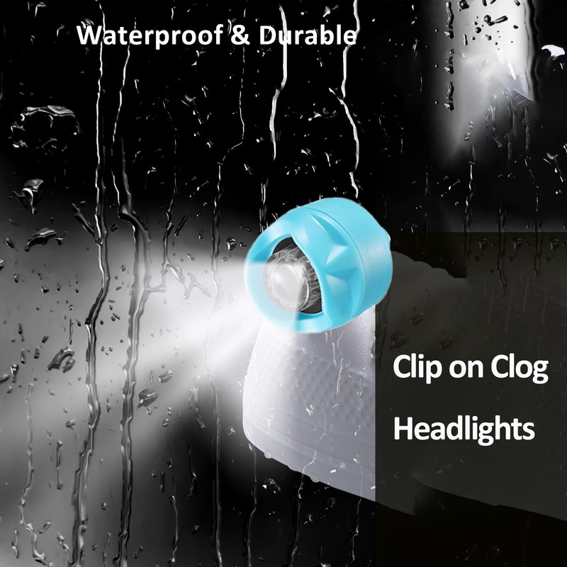 RAHAN Clip on Clog Headlights Lights for Shoes, 2pcs Flashlight
