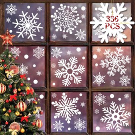 heekpek Christmas Window Stickers Reusable 336 PCS Giant Snowflakes Stickers Christmas Window Clings Static Sticker for Xmas Window Stickers Christmas Decoration for Window