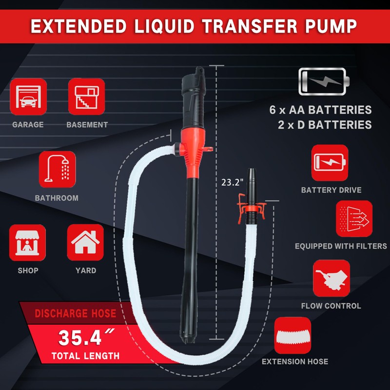 Portable Battery Powered Gas/Liquid Transfer Pump, Battery Operated Fuel/Water Transfer