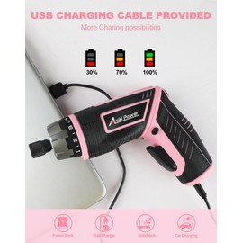 AVID POWER Electric Cordless Screwdriver Set Rechargeable 4V Power Screwdriver Kit with 44pcs Accessories, 5.65Nm Screw Gun, 5+1 Torque Setting, 2 Position Handle with LED Light - Pink Tools for Women