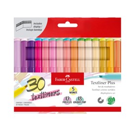 Faber-Castell Marcadores Textliner con 30 diferentes tonalidades de colores, con ellos el subrayar y organizar tus textos se convierte en una tarea eficiente, vibrante y profesional