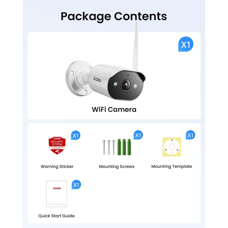 ZOSI 3MP WiFi 6 Add-On Camera, Expansion Camera NVR System,