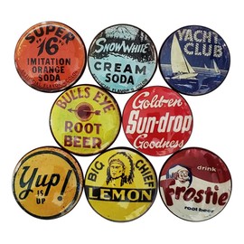 Twisted R Design Wooden Cabinet Knobs - Set of 8 Vintage Soda Cap Wooden Cabinet Knob, Small Cabinet Drawer Knobs - Set 1 Design with Brass Insert - 1.5 x 1.5 Inches