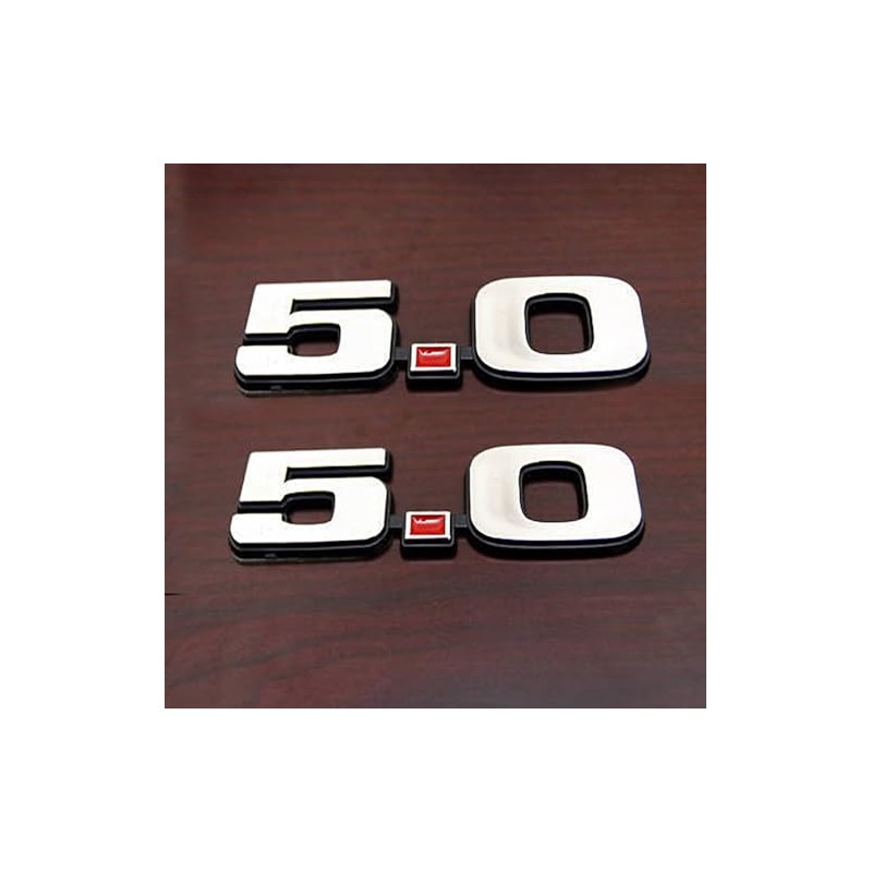 2Pc 5.0 Emblem Liter Door 3D Fender Side Adhesive Badge