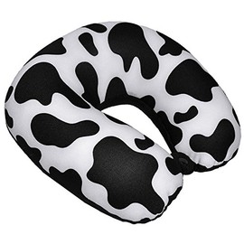 Bookishbunny U Shaped Micro Beads Microbead Neck Head Support Travel Pillow, 12"x12"x4" (Cow)