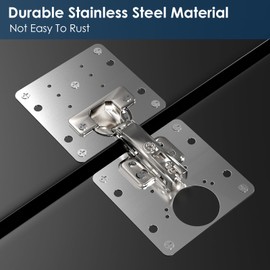 Simpeak 4 Pieces Cabinet Hinge Repair Plate, Stainless Steel Repair Support Plates with Screws + 2 Hinges, Hinge Hole Support Kit for Cabinet Furniture Doors Cabinets Shelves Cabinets Wooden Shelves