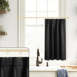 30 Inch Length Custom Curtains for Small Windows,Pinch Pleated Cafe Blackout RV Blinds for Travel Trailers Front Window,Black