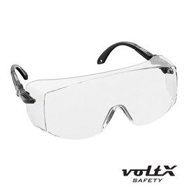voltX 3 x OVERSPECS' Large Size, Industrial Safety Over Glasses - CE EN166f certified (Clear Lens) - individually adjustable temples - antifog, scratch resistant, UV400 protection