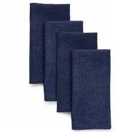 Solino Home Cloth Napkins Set of 4-100% Pure Linen Chambray Navy Dinner Napkins 20 x 20 Inch for Spring, 4th of July, Memorial Day, Father's Day, Summer - Athena, Handcrafted and Machine Washable