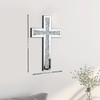 Aeveco Silver Mirrored Wall Cross 15×10 inch, Crystal Crush Diamond