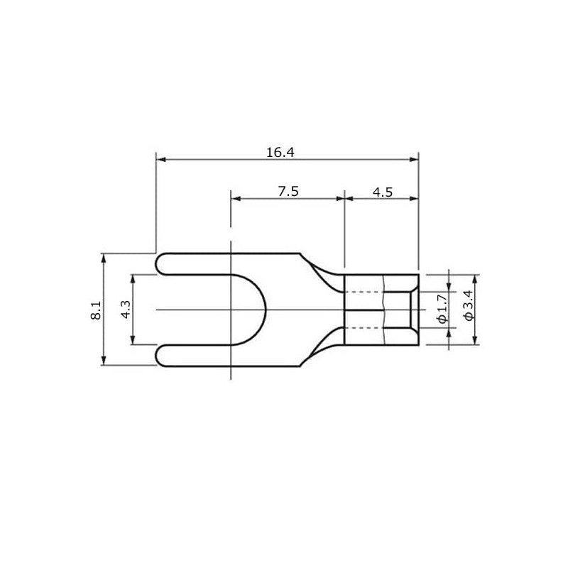 OFC Pure Copper, Y-Lug Terminal, Post Diameter 0.2 inch (4