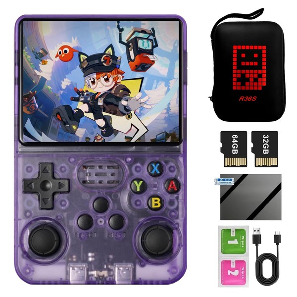R36S Handheld Game Console with Custom Portable Case 3.5 Inch