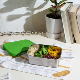 ECOlunchbox Blue Water Bento | Splash Box XL, Große Edelstahldose mit Silikondeckel | Lunchbox | Brotdose | Bento Box
