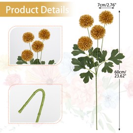 DILATATA 23 inch Tall Chrysanthemum Fake Mums Flowers for Decoration Rustic Flowers Artificial Chrysanthemum Flower Arrangement for Home Office Wedding Table Decor- Fake Gold Flowers Faux Mum 4 Pack