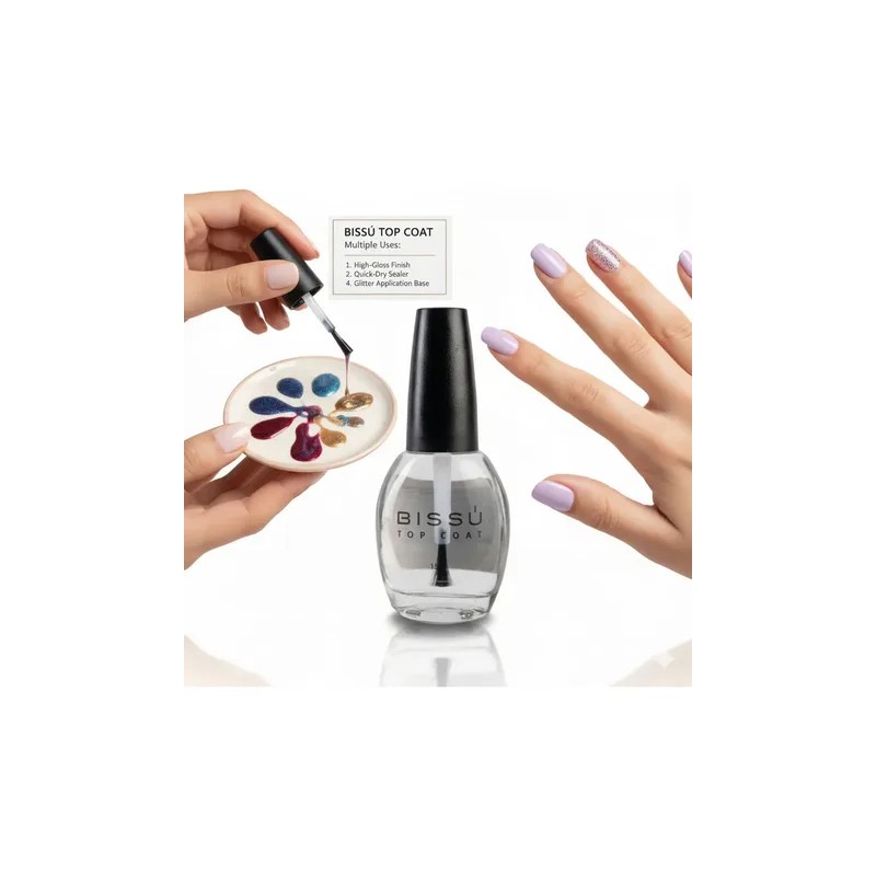 Esmalte Top Coat Bissú Transparente de 15 mL con Secado