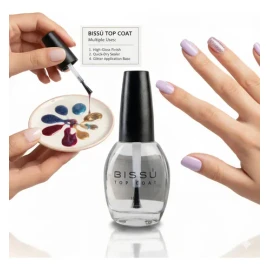 Esmalte Top Coat Bissú Transparente de 15 mL con Secado Rápido