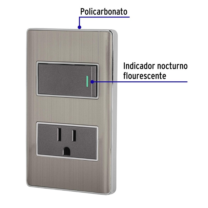 Volteck PA-APCO1-LA, Placa armada 1 interruptor sencillo y 1 contacto