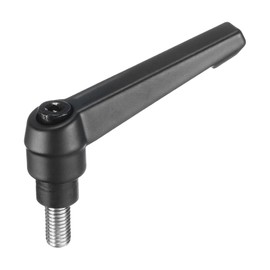 sourcing map Adjustable Clamping Lever Handle M8 x 15mm Metric 304 Stainless Steel Male Threaded Stud Hand Knobs Push Button Ratchet Rotating Screw Handles Bolts with Locking Lever Black