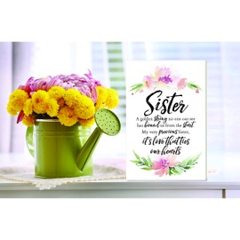 DEXSA Sister Wood Plaque with Inspiring Quotes 6 inches x 9 inches - Elegant Frame Wall & Tabletop Decoration | Easel & Hanging Hook | Christian Family Religious Home Decor Saying | Made in the USA