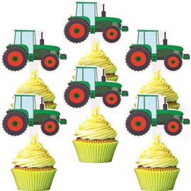Blulu 56 Pieces Tractor Cupcake Toppers Truck Cars Cupcake Picks Construction Party Cupcake Toppers for Baby Shower Farm Theme Parties Tractor Time Party Supplies