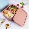Silicone Bento Lunch Box Portable Reusable 3 Compartment Microwaveable Bento