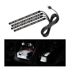 Ohleats Car LED Strip Light, 48 LED RGB Auto Interior Atmosphere Lights, USB Vehicle Under Dash Ambient Night Light Strip, Interior Decorative Lamp Lighting Kit Car Accessories (White)