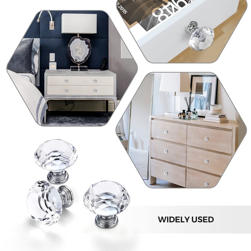 Ravinte 25 Pack Crystal Drawer Knobs - Glass Cabinet Knobs,