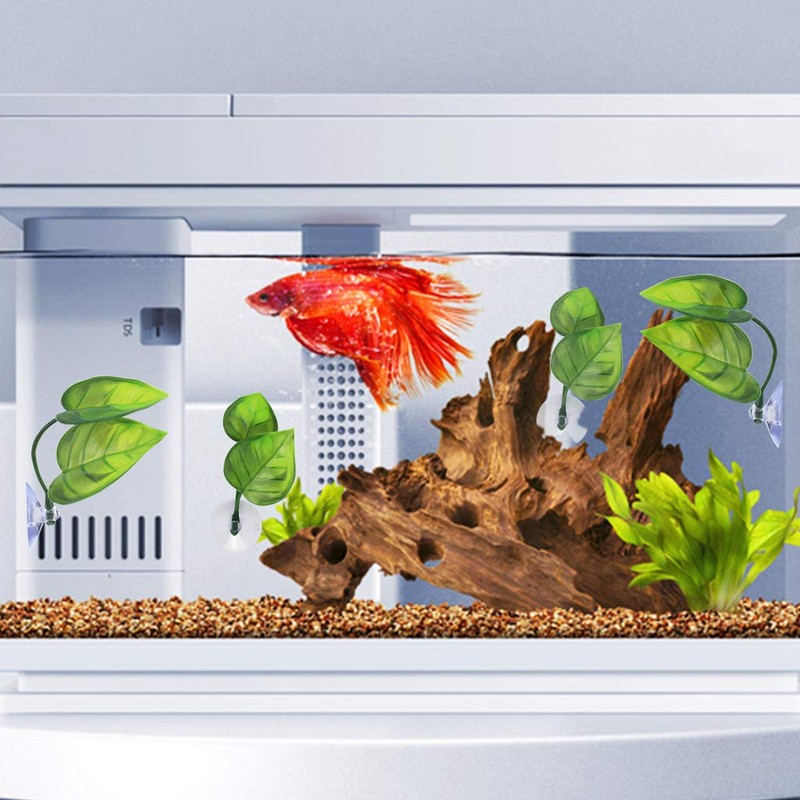 Lystaii 4pcs Betta Fish Leaf Pad with Suction Cup, Betta