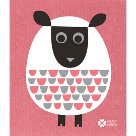 Trendy Tripper Earth-Friendly Reusable Compostable Eco Sponge Cloth | AKA Swedish Dishcloth | Bespoke White Sheep - 3-pk (3 White on Bright: Pink/Turq/Purple)