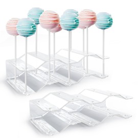 NWK NWK 2 Pieces Cake Pop Stands Lollipop Holders Candy Display Stand 20 Holes for Wedding Birthday Baby Shower Tea Party (Clear)