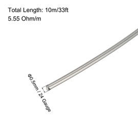 sourcing map 2pcs 24 Gauge Nichrome 80 Cr20Ni80 Heating Resistance Wire 33ft High Temperature for Electronic Components Repairing,White