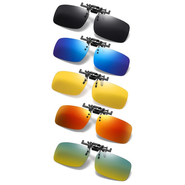 RuiJinGen Clip On Flip Up Polarized sunglasses 5 Pcs B