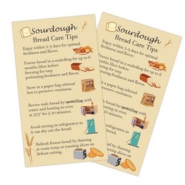 Remerabel Sourdough Bread Care Instruction Cards (100 Card) - Flavor Keeping Your Sourdough Fresh - How to Carry and Cut Your Bread - Storage Tips for Small Business