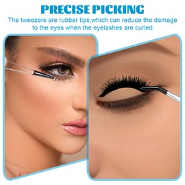 Nogeqi 4PCS Rubber Tipped Tweezers for Crafting, Stainless Steel Craft Jewelry Tweezers with Straight, Flat, Bent Rubber Tip for Crafts, Stamps, Beads, Jewelry