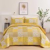Mybedsoul Yellow Boho Quilt Set Queen Size,3 Pieces Plaid Floral