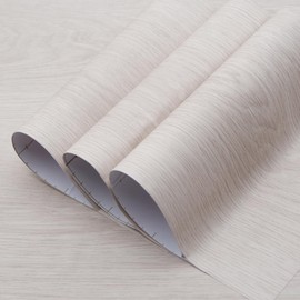 TOTIO Extra Wide Oak Wood Wallpaper Beige White Wood Grain Vinyl Wrap Oak Contact Paper Peel and Stick 31.5x157inch Air Guide Slot Design Matte Thickened Self-Adhesive Waterproof Wall Stickers