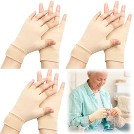 Yearntown 3 Pairs Elderly Skin Thin Protector Gloves Tone Fingerless Gloves Bruise Abrasion Protective to Cover Bruising(6.1"x3.54")