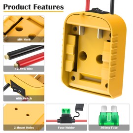 KOEZEOI KOEZEOI 2 Packs Power Wheels Adapter for Dewalt 20V Battery Adapter Power Wheels Battery Converter Kit with Fuse & Switch & Wire Terminals, 12AWG Wire, for DIY Rc Toys and Ride On Truck