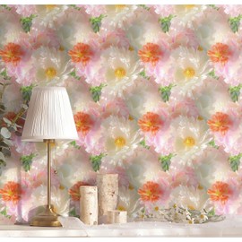 Yasinet Pink Floral Wallpaper Pink Vintage Wallpaper Floral Contact Paper Boho Waterproof Removable Self Adhesive Wall Paper for batnroom/Livingroom/Cabinets Vinyl 17.3''×78.7''