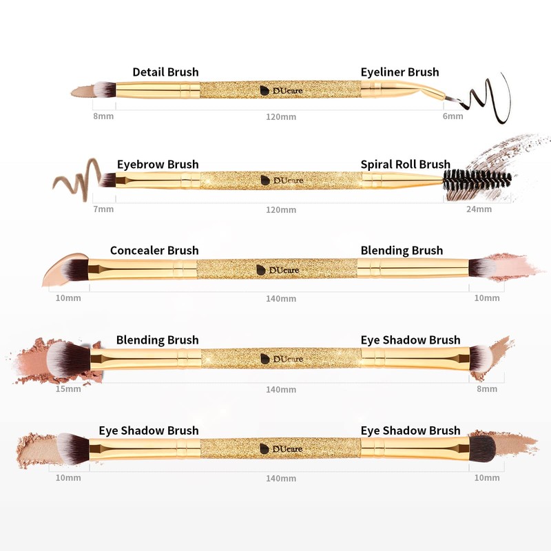DUcare Eyeshadow Brush Set Duo End Eye Makeup Brush Golden