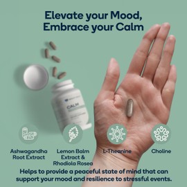 Nedley Health Calm - Natural Stress Relief & Mood Support Supplement - Ashwagandha, Lemon Balm, L-Theanine - 60 Vegan Capsules (Calm)