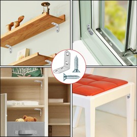 20pcs L Brackets for Wood Angle Brackets Corner Brackets 90 Degree Right Sleeper Brackets Stainless Steel Fastener with Screws for Wood Shelves Furniture Cabinet (40MM)