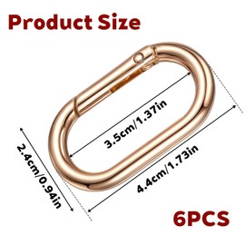 6PCS Oval Spring Ring Clips, Gold Keyring Purse Clip Alloy Spring O Ring Carabiner Key Rings Heavy Duty Multi-Purpose Carabiner Clip for Keys, Bag Charms, Handbag, Purse Strap Extender Clips, Crafts