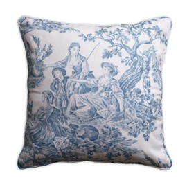 Maison d' Hermine Miller 100% Cotton Toile Decorative Pillow Cover for Couch Sofa Cushion Covers Bedroom (Denim, 18 Inch by 18 Inch).