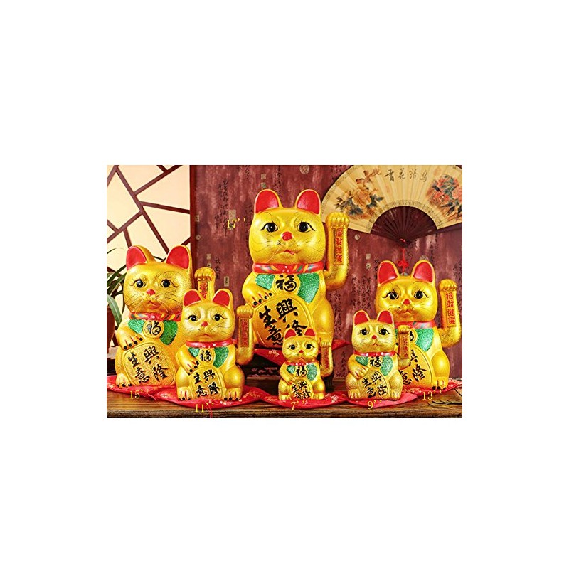 thefancypumpkin 13" Waving Lucky Fortune Cat Maneki Neko Japanese Porcelain