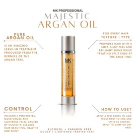 MK Professional Argan Oil for Hair, 4 fl oz (120ml) Pure & Natural Morocco Argan Oil by Majestic Keratin for Dry Damaged Hair, Scalp, Paraben Free - MADE IN USA
