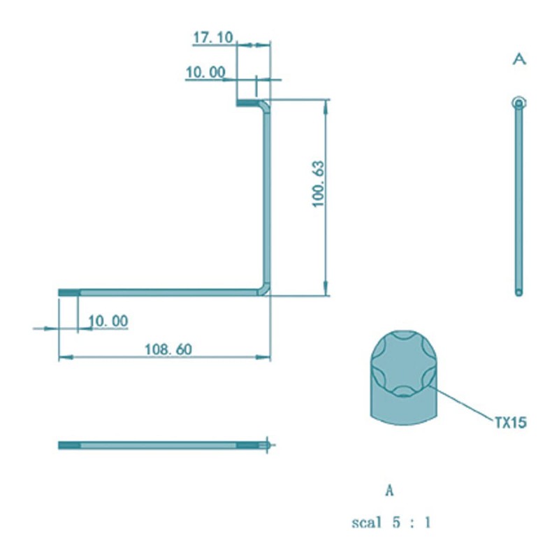 FEPS Tool FE-ES003 Double Bent Window Setting Wrench T15 Torx