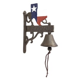 De Leon Collections Decorative Indoor Outdoor Welcome Bell, 8.25 x 11.75 Inch Metal, Texas Map