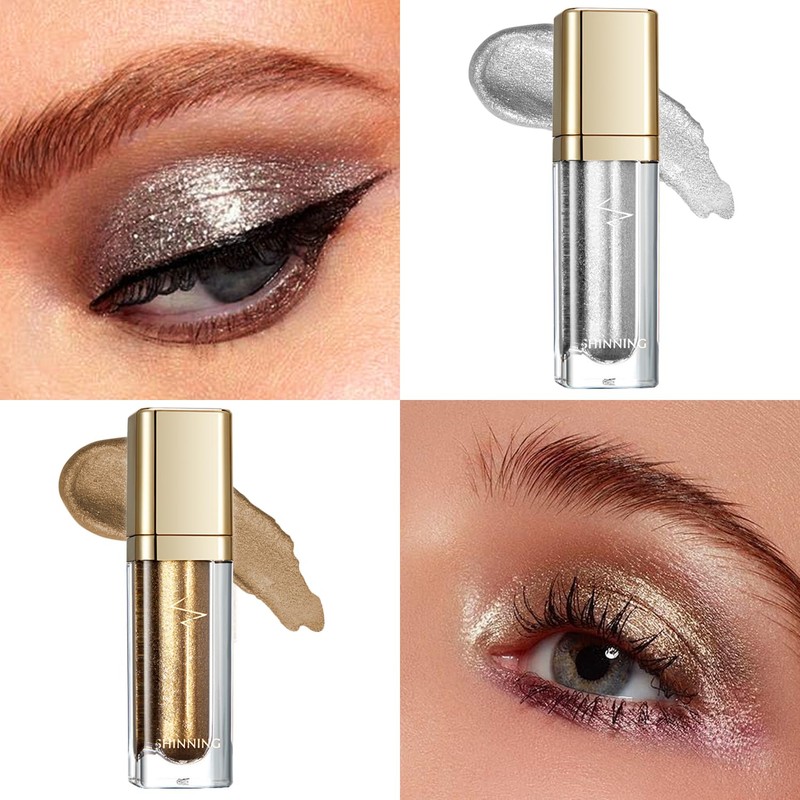 2PCS Metallic Liquid Eyeshadow Set – Glitter Gold & Starry
